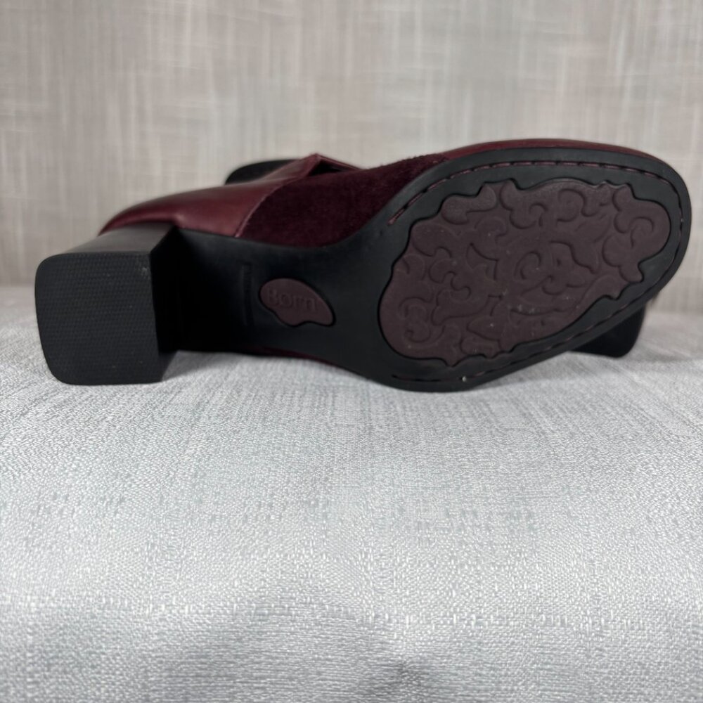 Born Women's 8M Burgundy Leather Mary Janes Pumps Heels - Picture 8 of 9